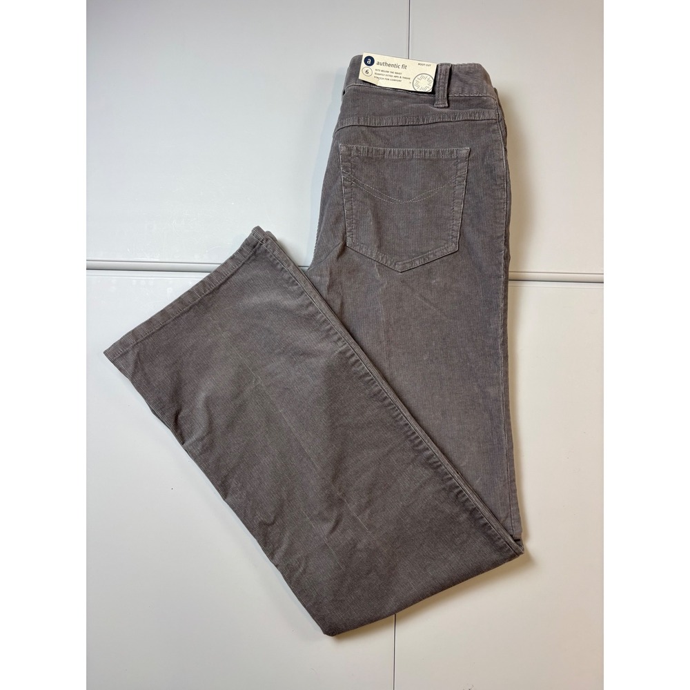 NWT J. Jill Corduroy Pants Women Size 6 Ash Gray Authentic Fit Boot Cut Stretch